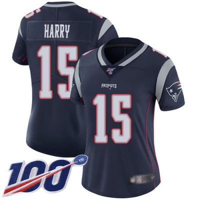 Nike New England Patriots #15 N'Keal Harry Navy Blue Team Color Women's Stitched NFL 100th Season Vapor Limited Jersey